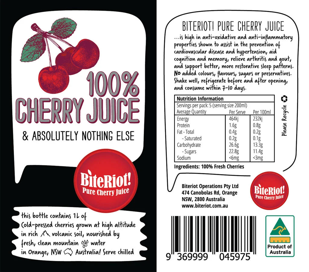 BiteRiot - 100% Cherry Juice 1L