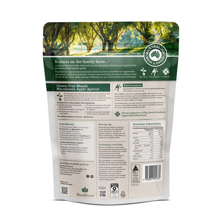 Brookfarm - Gluten Free Muesli Macadamia Apple & Apricot (950g)