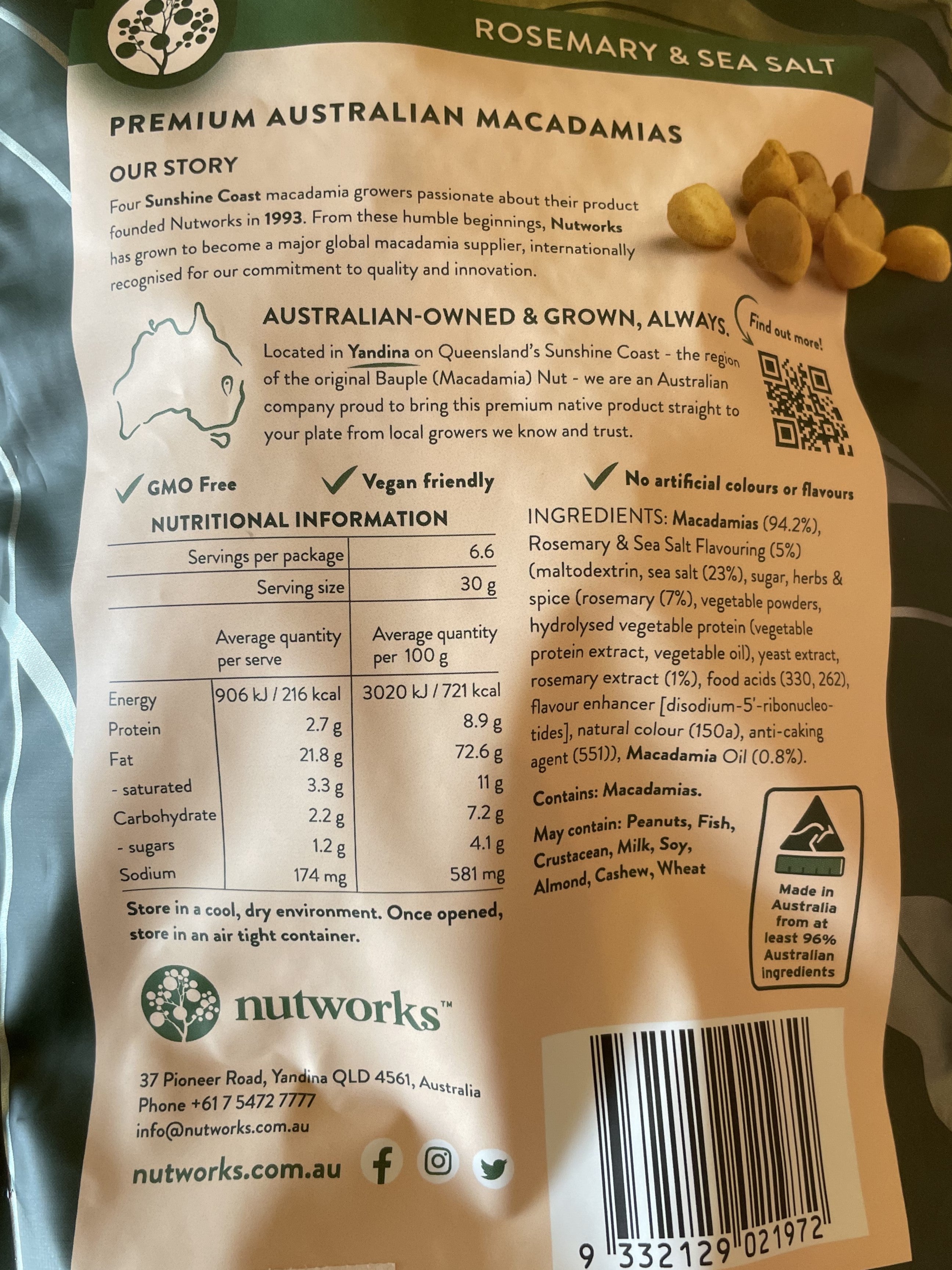 Macadamia - Rosemary & Sea Salt Macadamias 200g