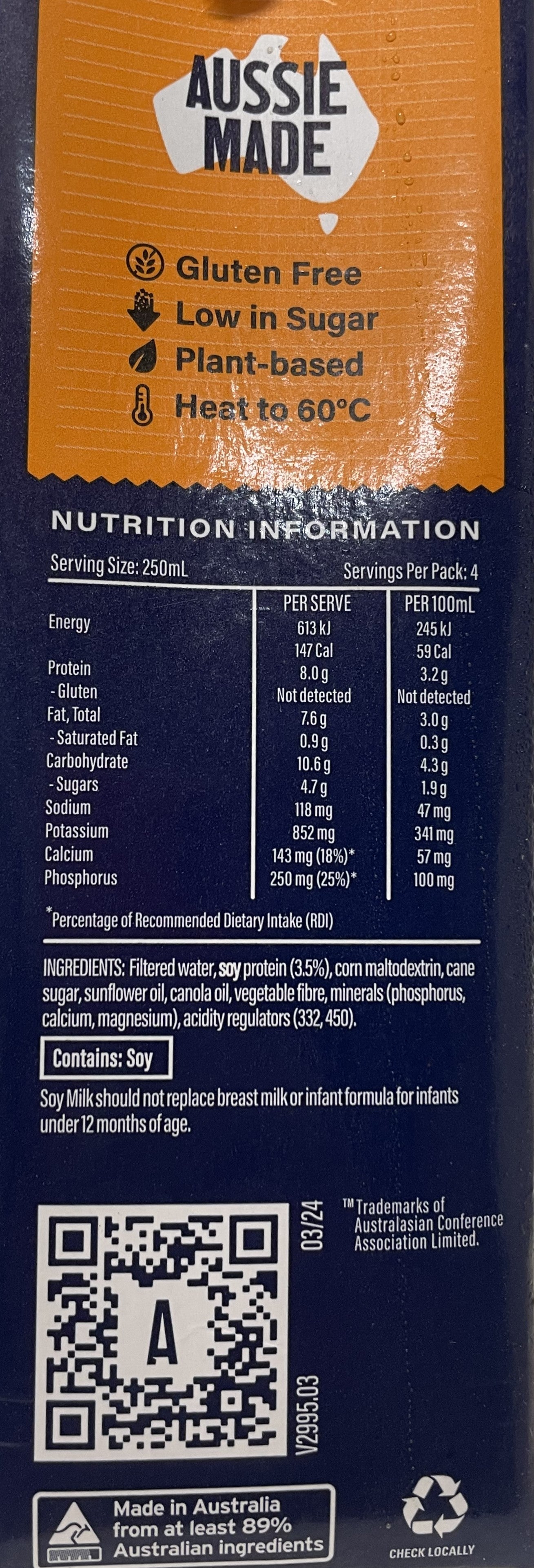 Alternative Dairy Soy Milk 1L