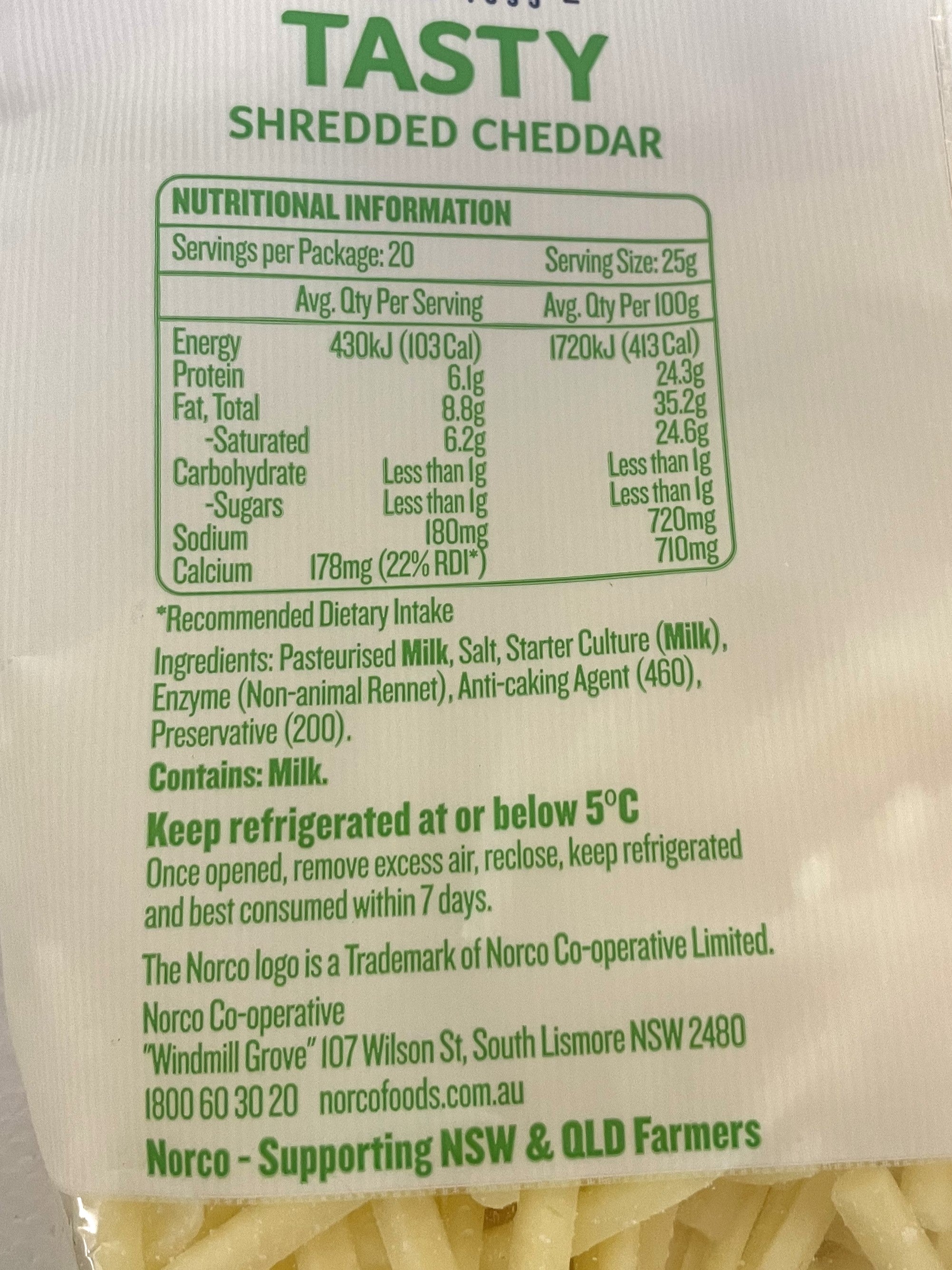 Norco Tasty Cheddar Grated - 500g