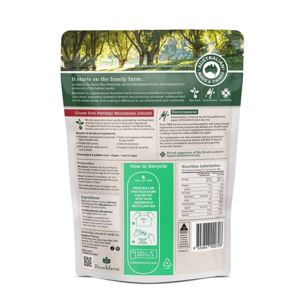 Brookfarm - Gluten Free Porridge Macadamia & Almond (400g)