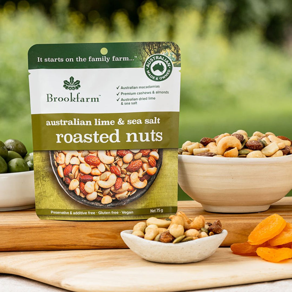 Brookfarm - NUT & FRUIT MIX - ROASTED NUTS AUSTRALIAN LIME & SEA SALT