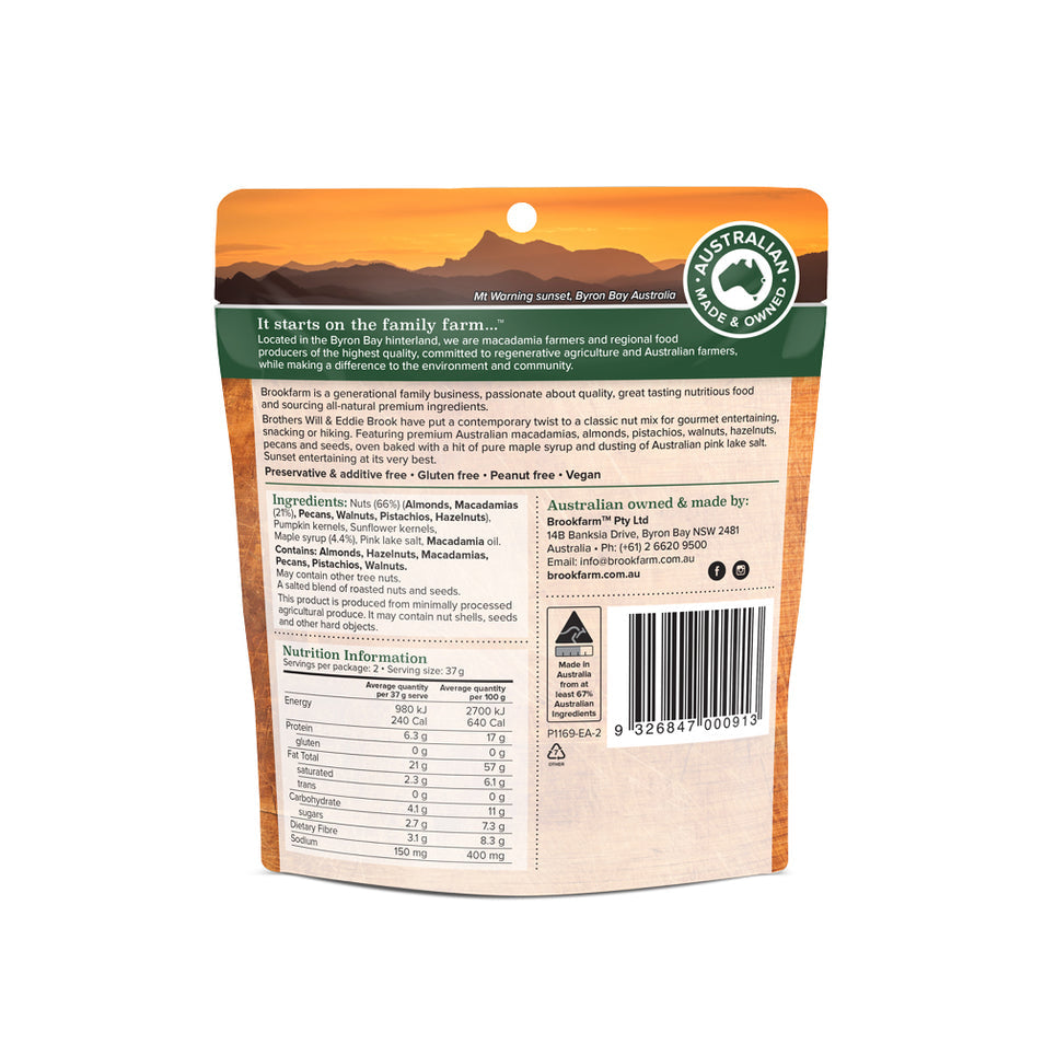 Brookfarm - NUT & FRUIT MIX - ROASTED NUTS MAPLE & PINK LAKE SALT