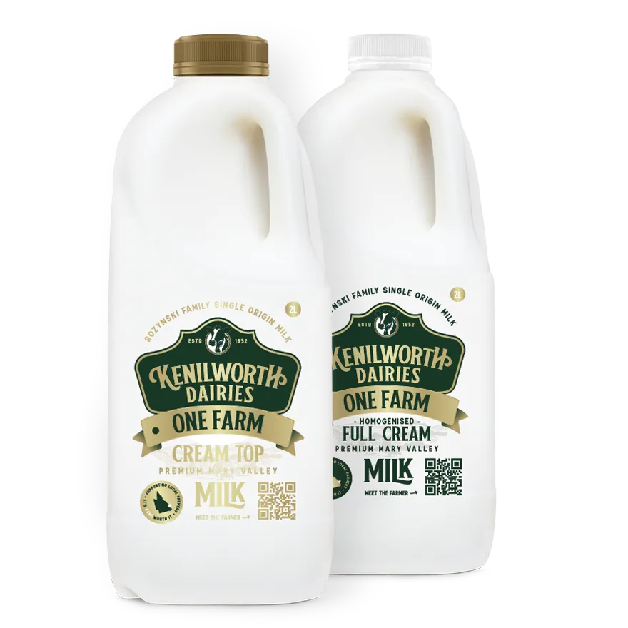 Kenilworth Dairy One Farm - Cream Top Non-Homogenised. Full Cream Milk -2L