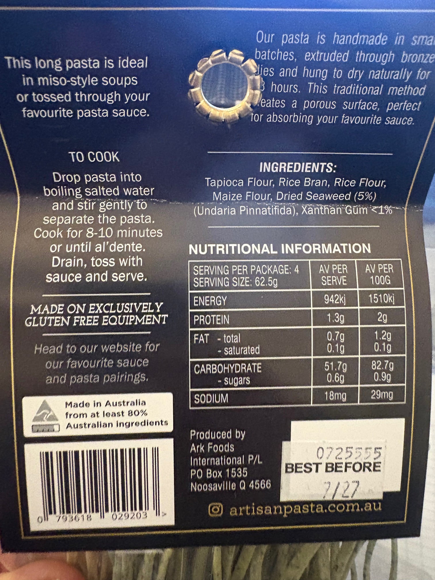 Artisan Pasta - Dried Seaweed - Wakame - Linguine - Gluten FREE - 250g