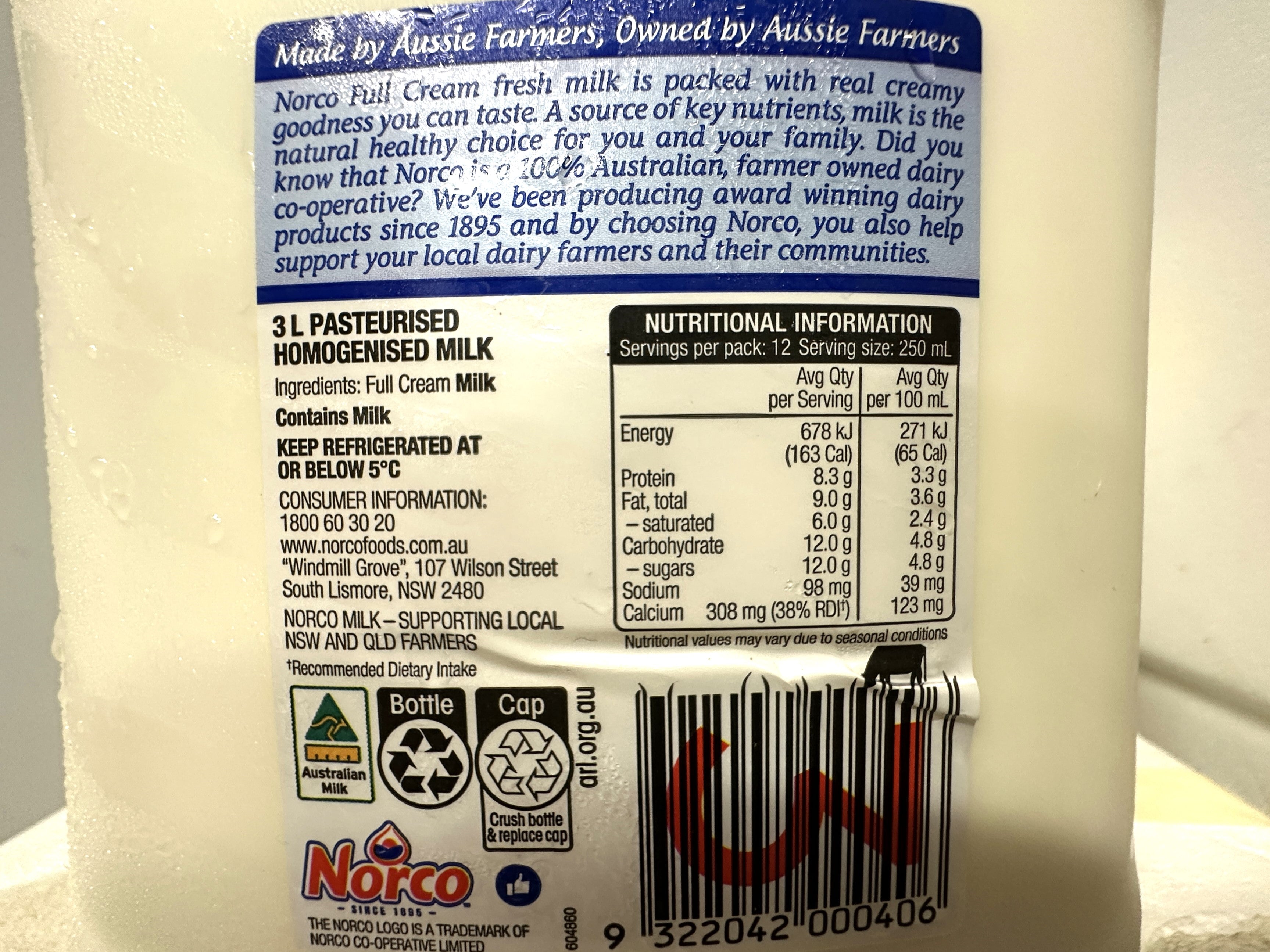 Norco Full Cream Milk -3L