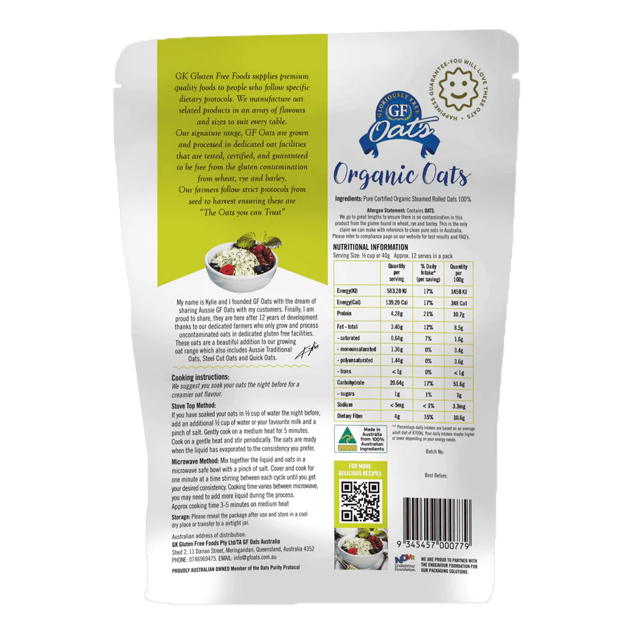 GF Oats - Organic Oats (500g)