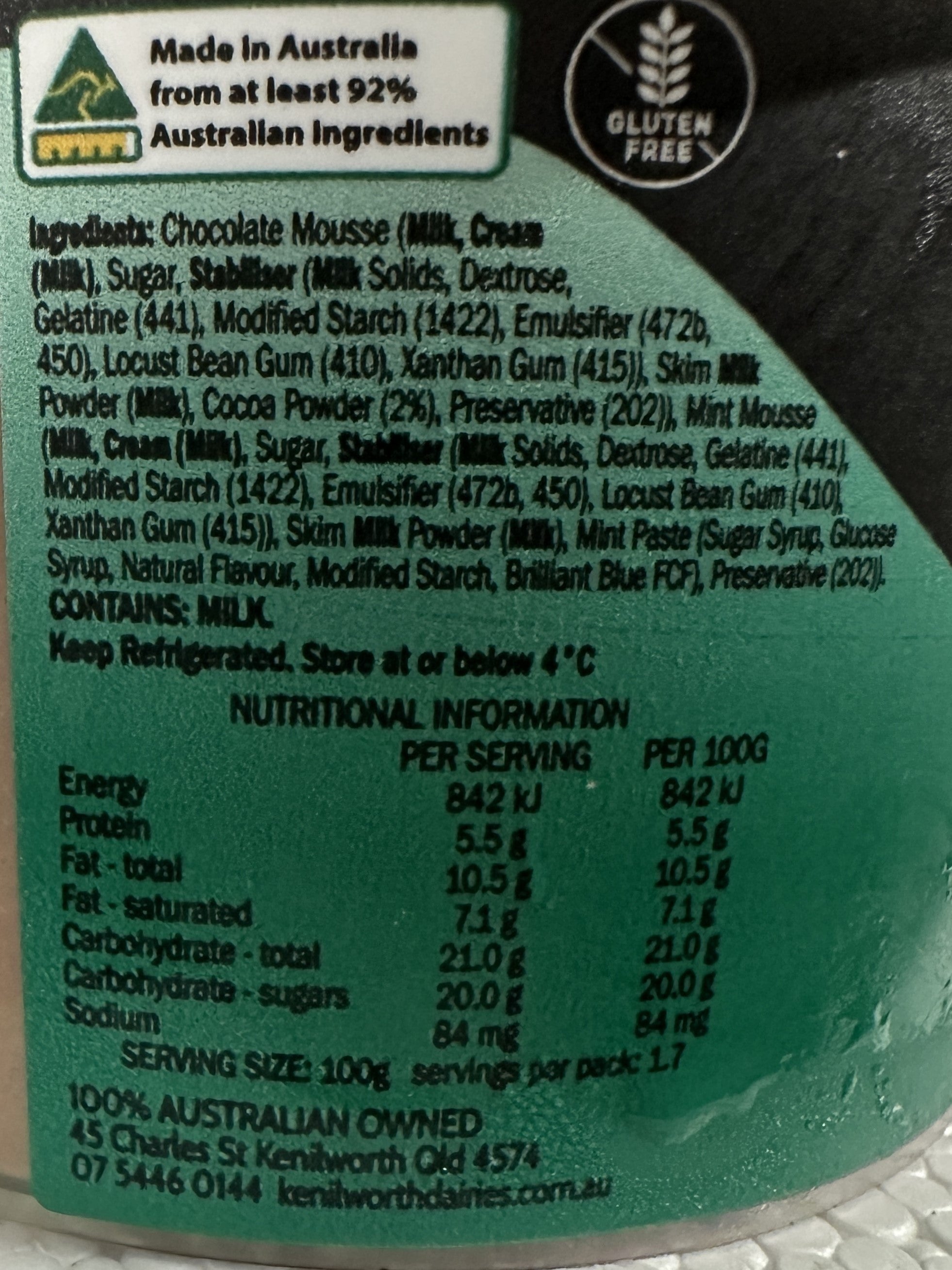 Kenilworth Dairies - Chocolate Mint Mousse - 170g