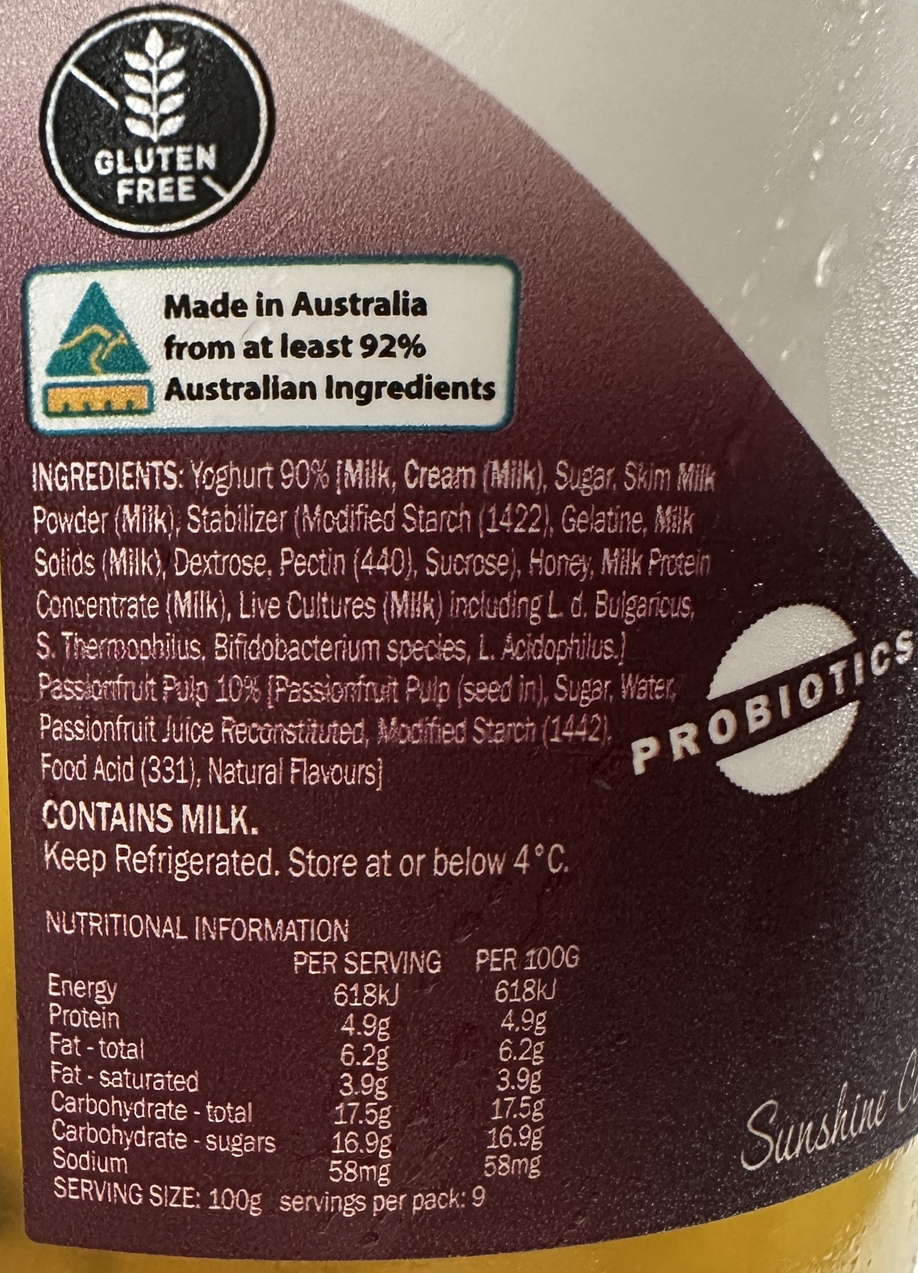 Kenilworth Dairies - Passionfruit Yogurt - 900g