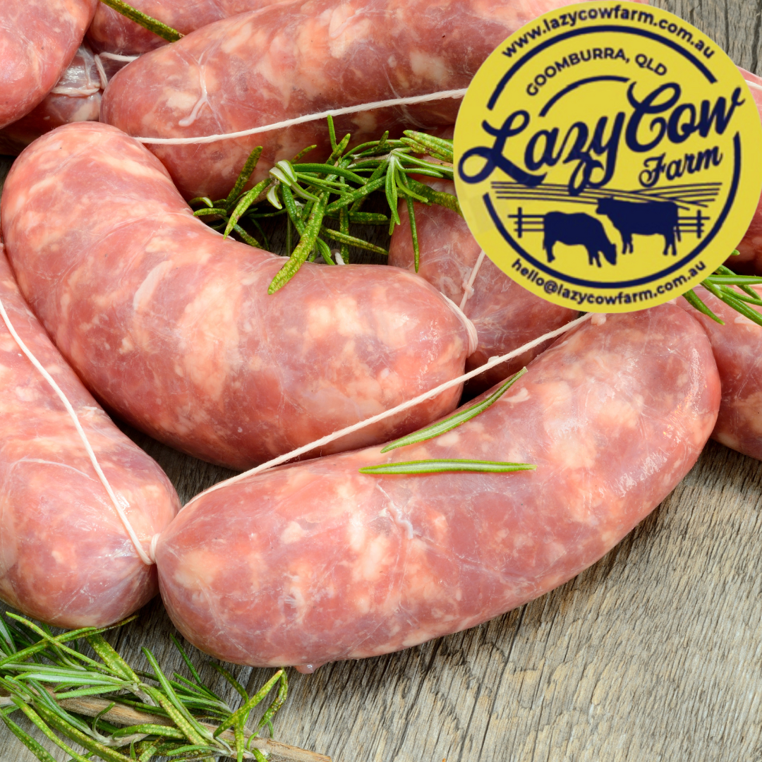 Lazy Cow Farm Pork, Fennel & Pinenut Sausages. 500g