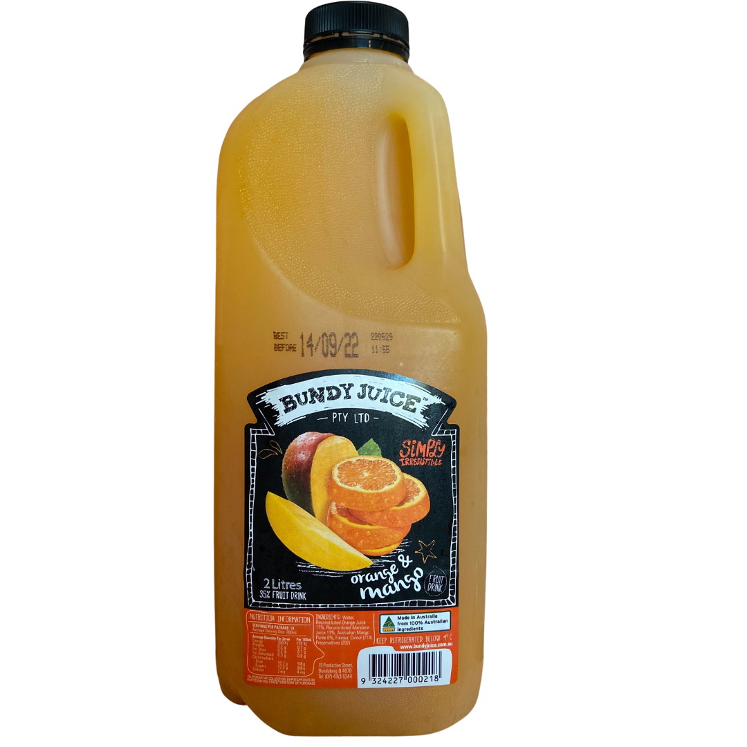 Bundy Juice - Orange + Mango Fruit Drink - 2L