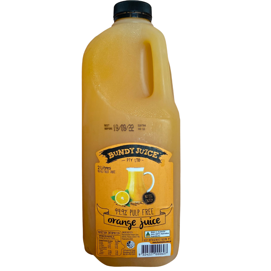 Bundy Juice - Orange Juice - Pulp Free - 2L