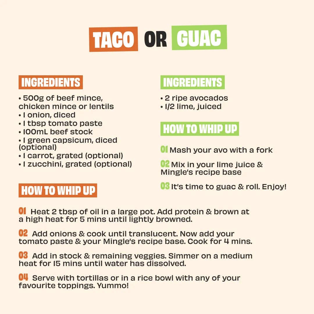 Mingle TACO OR GUAC RECIPE BASE 30g
