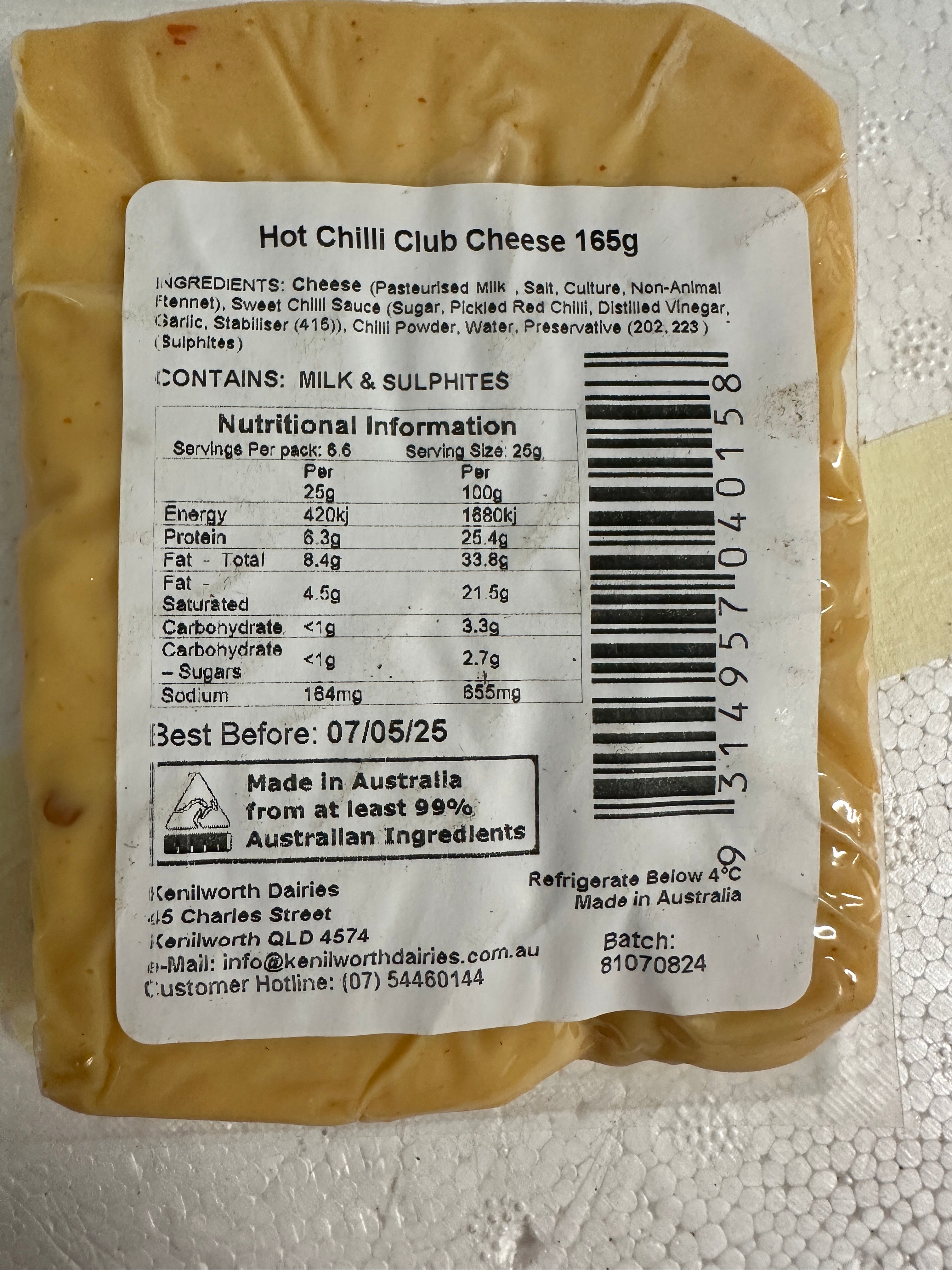 Kenilworth Dairies - Hot Chilli Club Cheddars - 165g