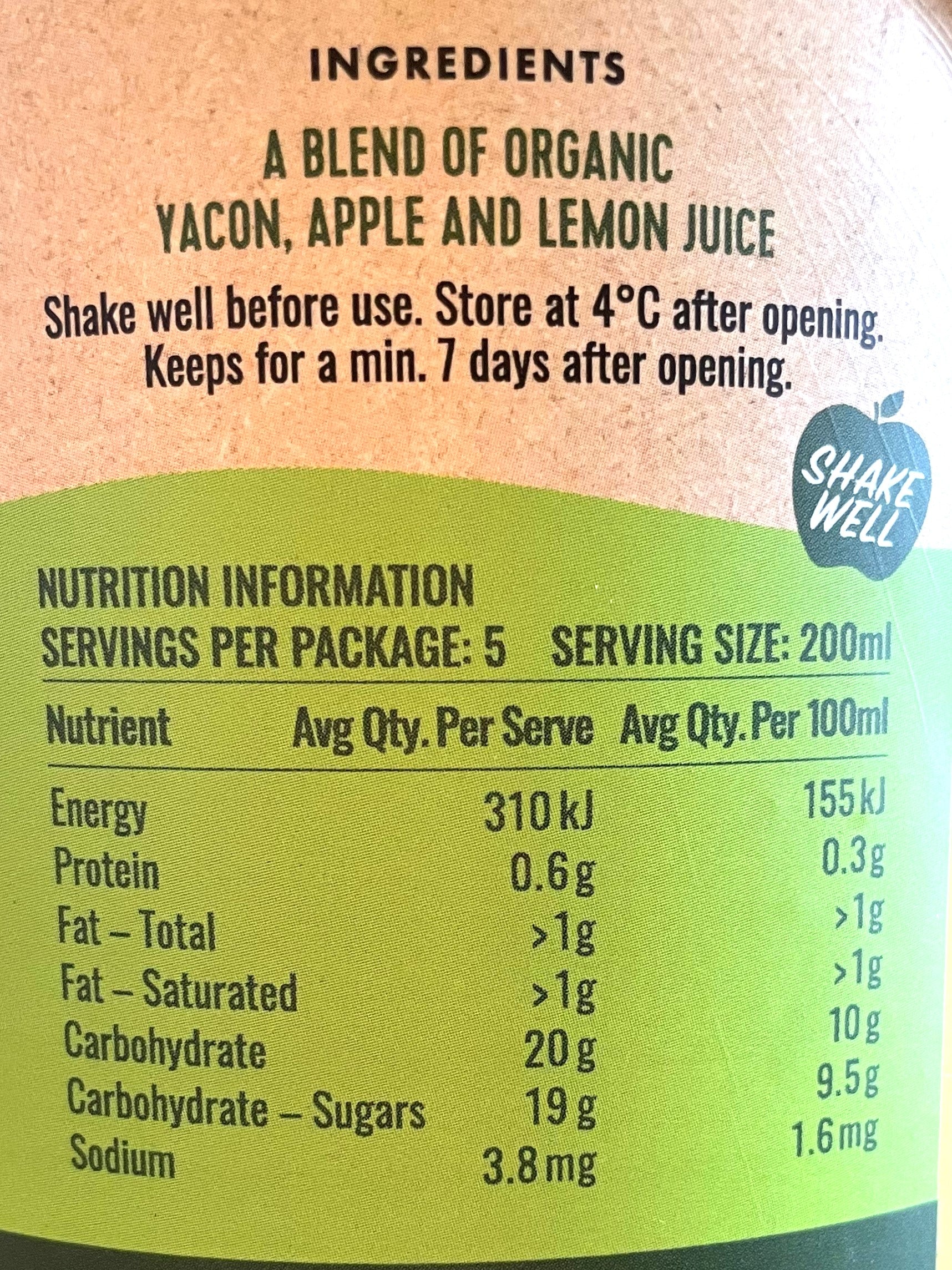 Nutrition Farms - Pure Apple + Yacon + Lemon Juice - 1 Lt