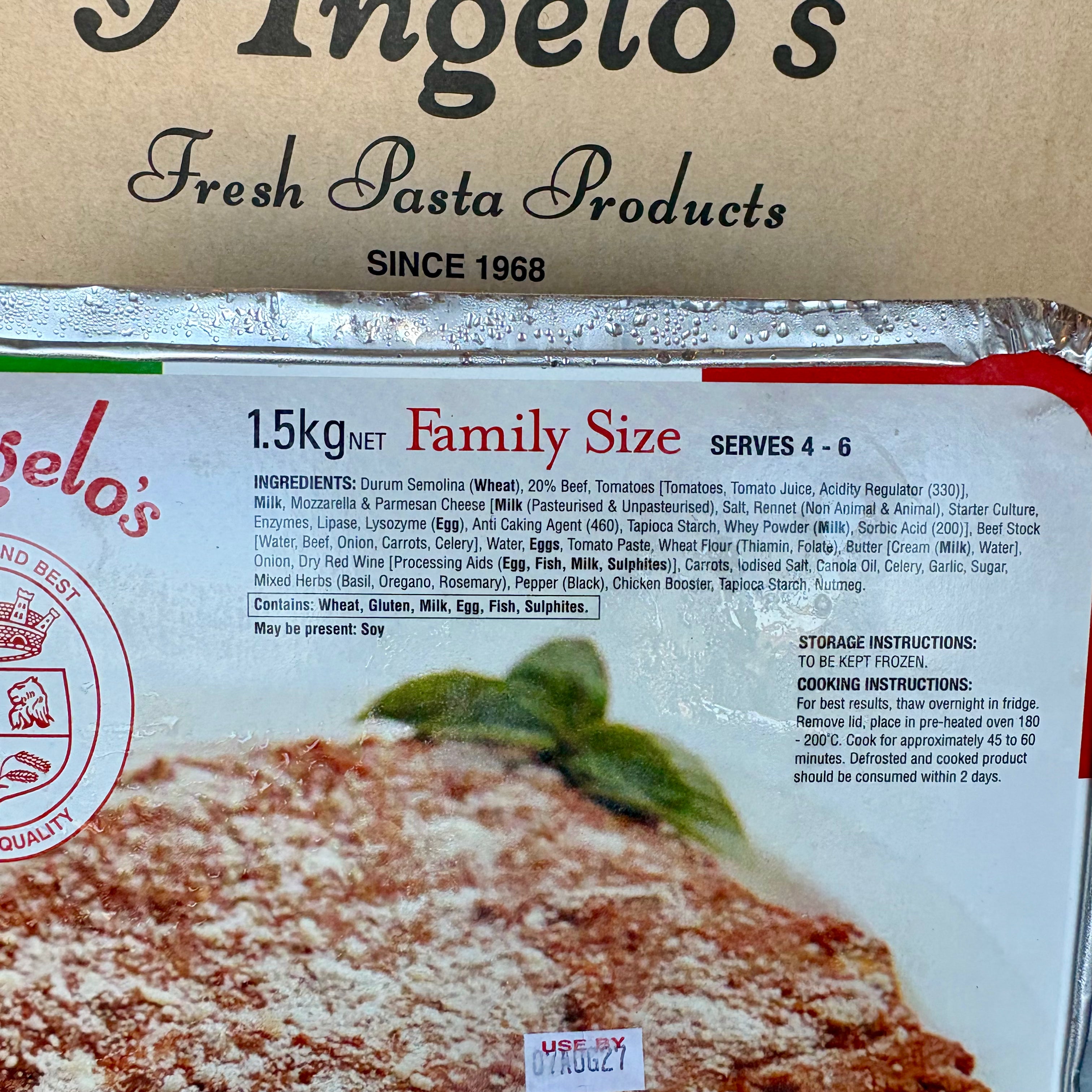 Angelo’s  - Beef Lasagna - Family Size 1.5 Kg