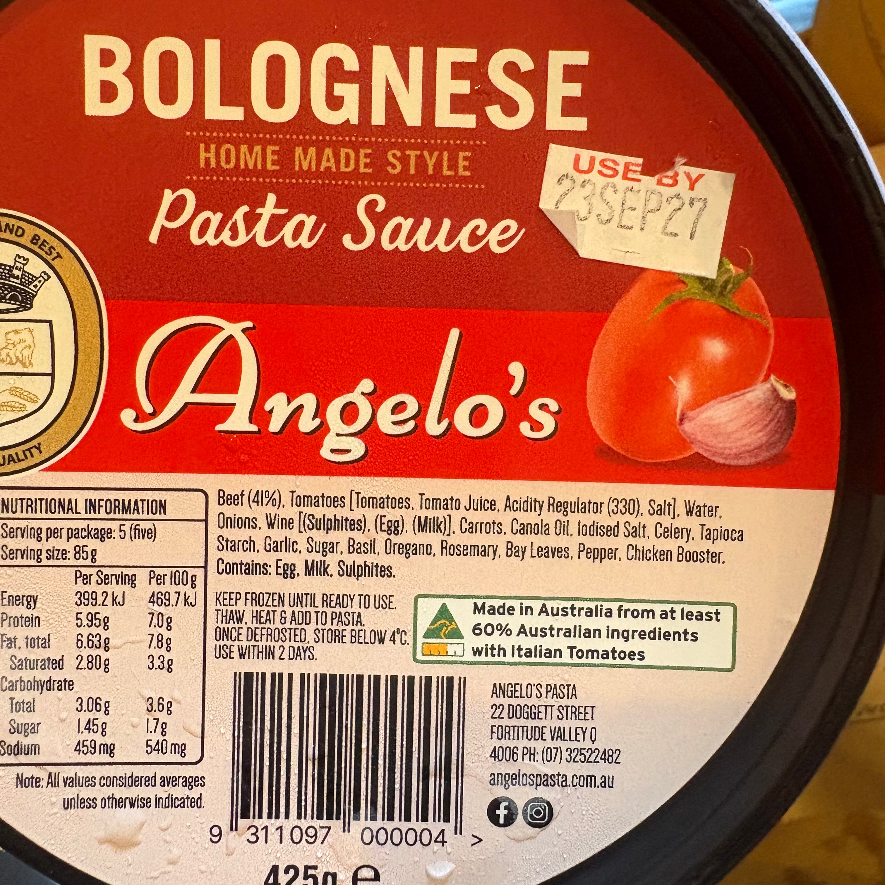 Angelo’s  - Bolognese Sauce 425g