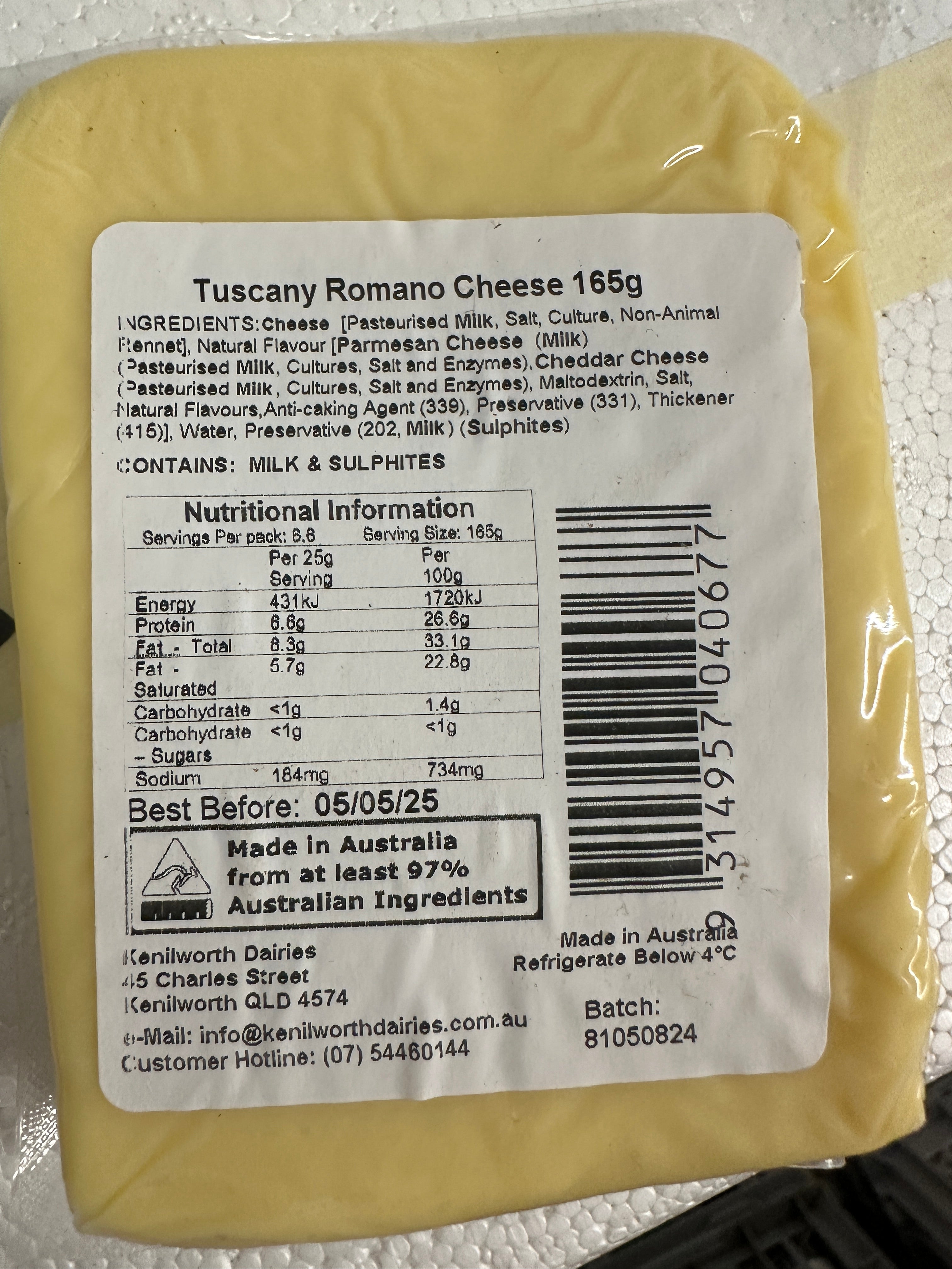 Kenilworth Dairies - Tuscany Romano Club Cheddar - 165g