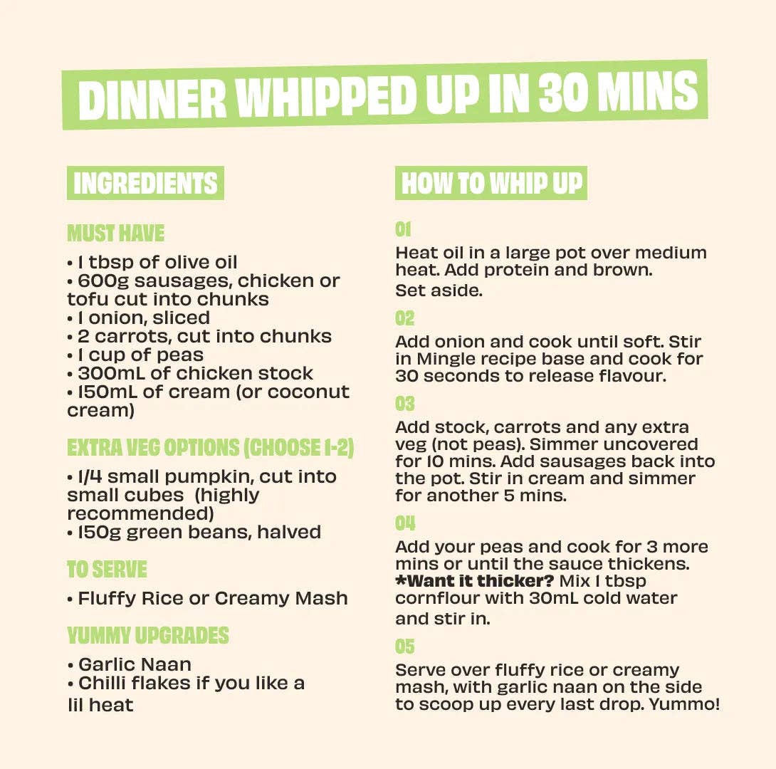 Mingle Curried Sausages Recipe Base - 170g